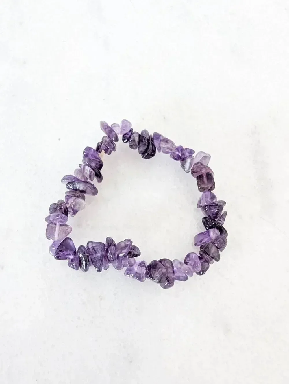 Amethyst Crystal Chip Beaded Stretch Bracelet